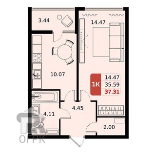 Купить 1-комнатную квартиру, №388535