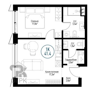 Купить 1-комнатную квартиру, №388622