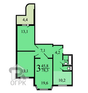 Купить 3-комнатную квартиру, №385800
