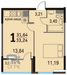 Купить 1-комнатную квартиру, №354961