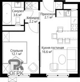Купить 1-комнатную квартиру, №391353