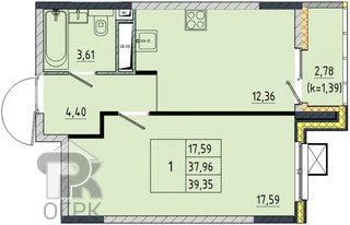 Купить 1-комнатную квартиру, №389090