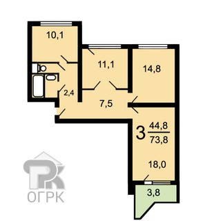 Купить 3-комнатную квартиру, №322462