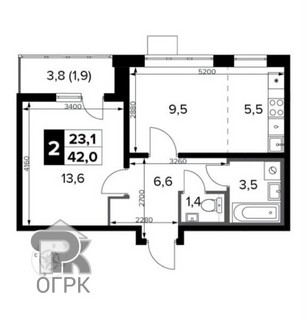 Купить 1-комнатную квартиру, №388266