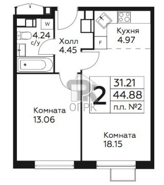 Купить 2-комнатную квартиру, №177401