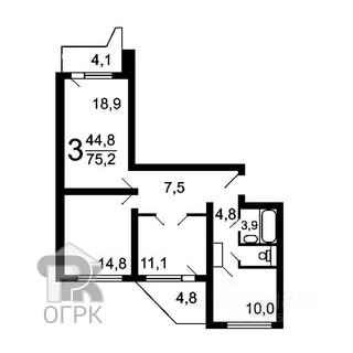 Купить 3-комнатную квартиру, №387505