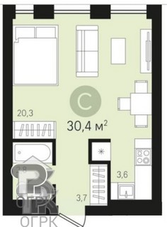 Купить 1-комнатную квартиру, №388265