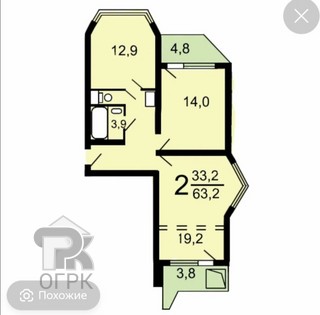 Купить 2-комнатную квартиру, №388122