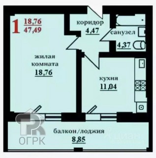 Купить 1-комнатную квартиру, №391595