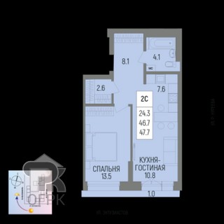 Купить 2-комнатную квартиру, №363152